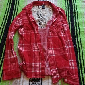 Red plaid button up